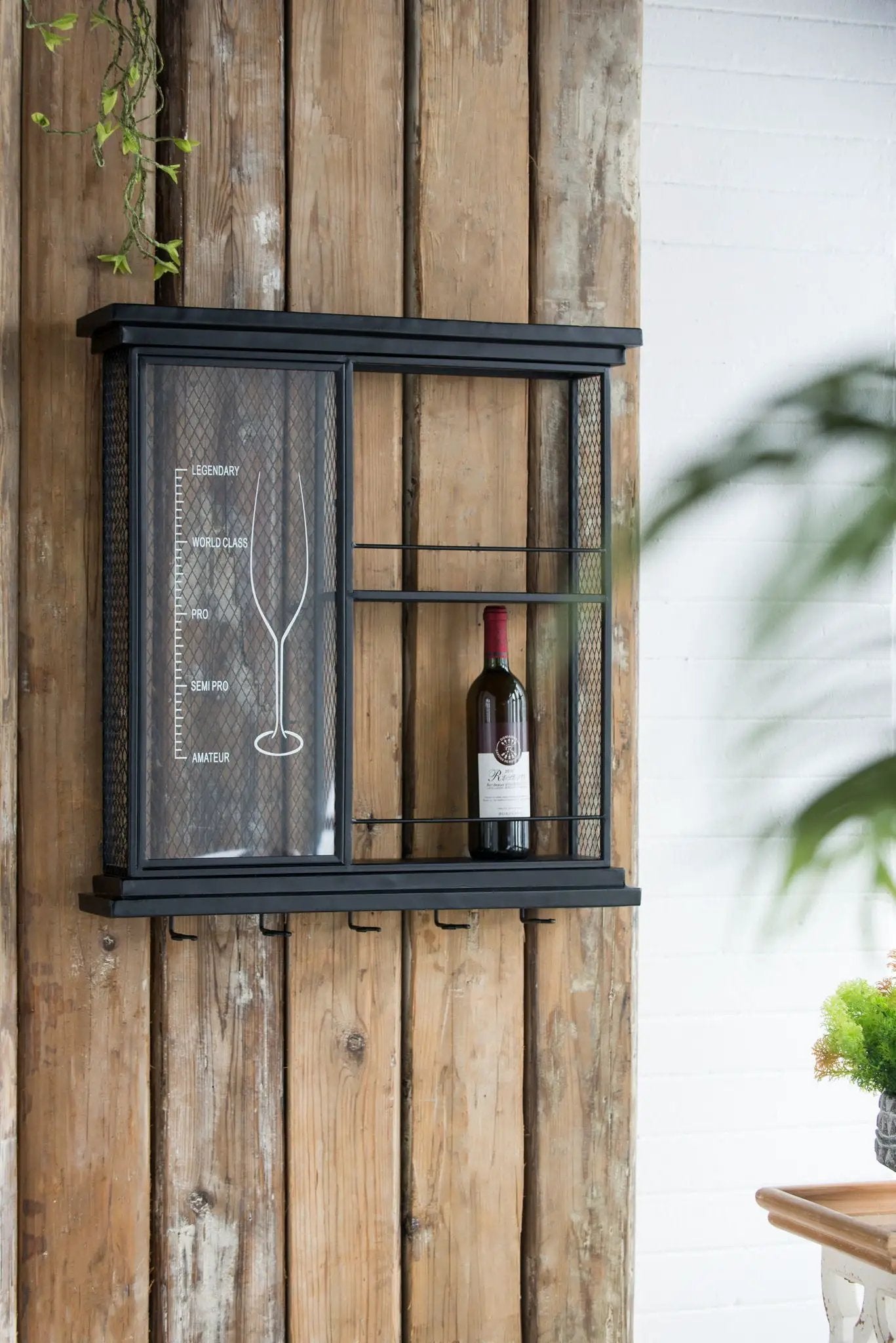 Floating Wine Bar Shelf With Glass Holder And Display Shelves - Black by HouseOfZazla