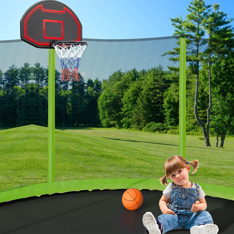 15Ft Trampoline With Basketball Hoop Inflator And Ladder (Inner Safety Enclosure) by HouseOfZazla