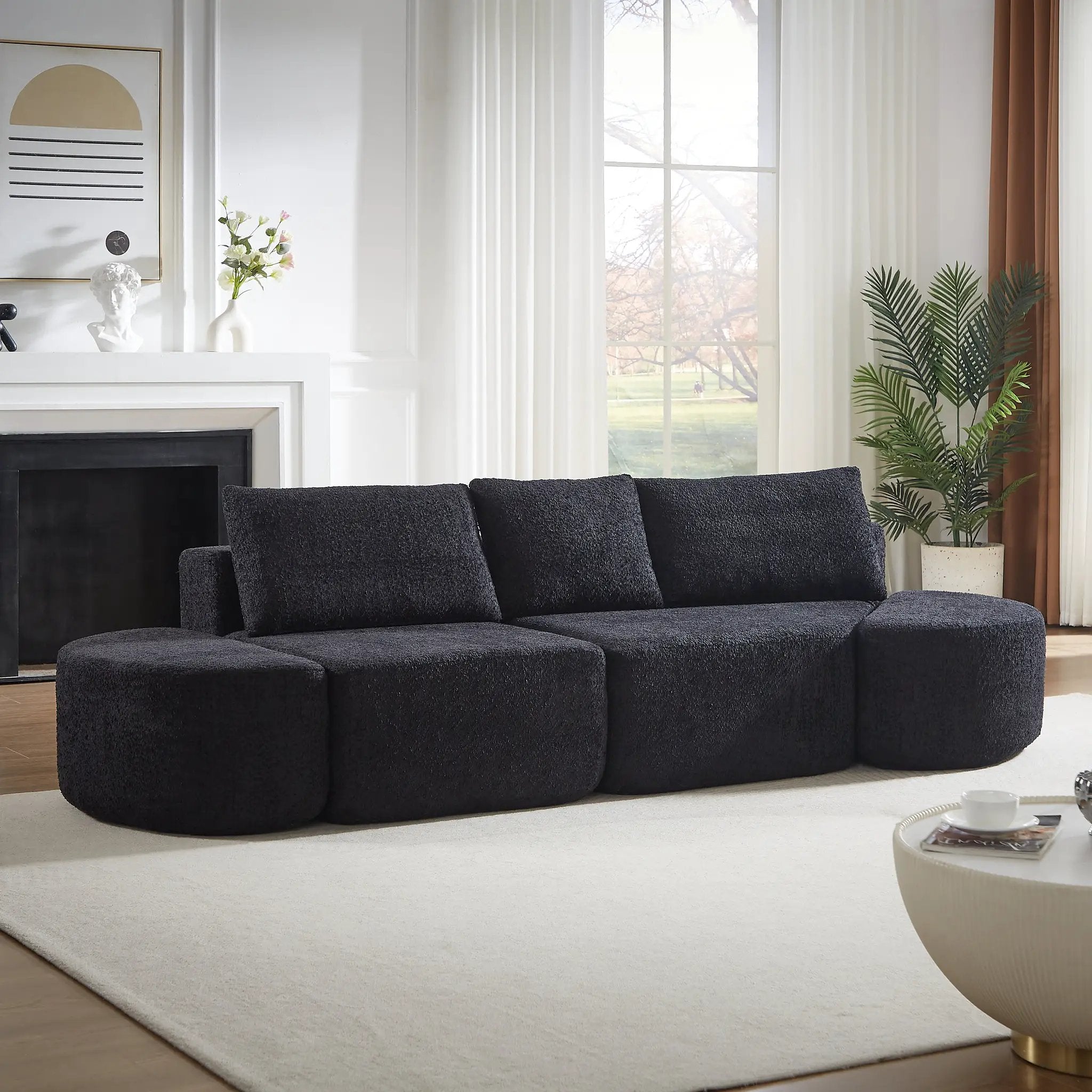 V-Shaped Modular Sofa Set in Chenille Fabric by HouseOfZazla