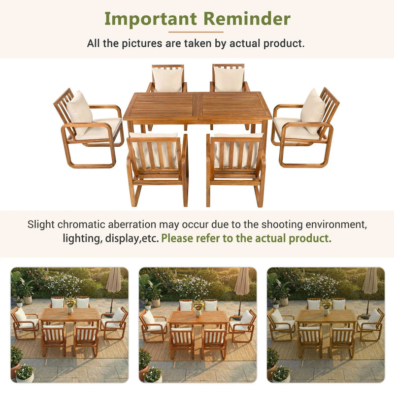 7 Piece Outdoor Patio Dining Set With Removable Cushions by HouseOfZazla