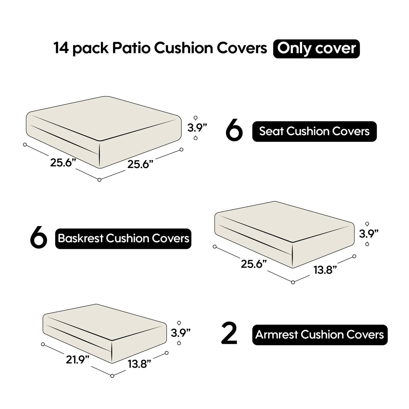 Cushion Covers For 7 Piece Wicker Sectional Sofa, 14 Pack Seat And Back Slipcovers With Zipper by HouseOfZazla