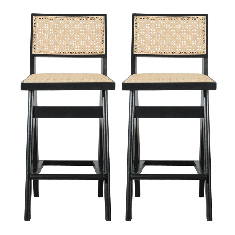 Keira - Bar Stool (Set of 2) - Black / Rattan by Unique Piece Furniture