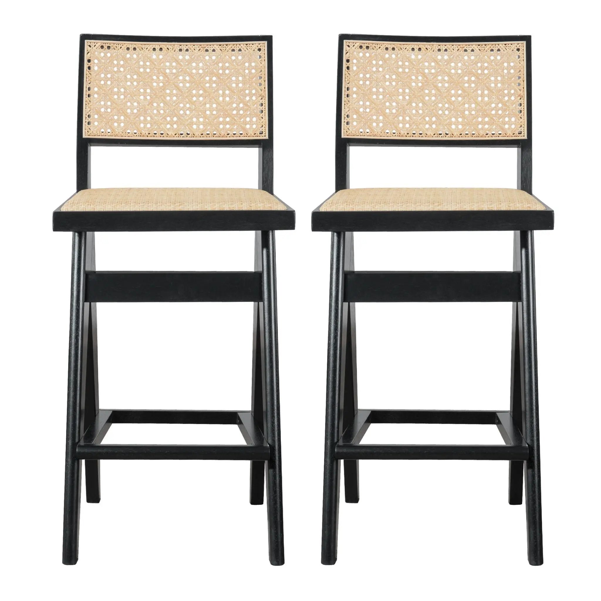 Keira - Bar Stool (Set of 2) - Black / Rattan by HouseOfZazla