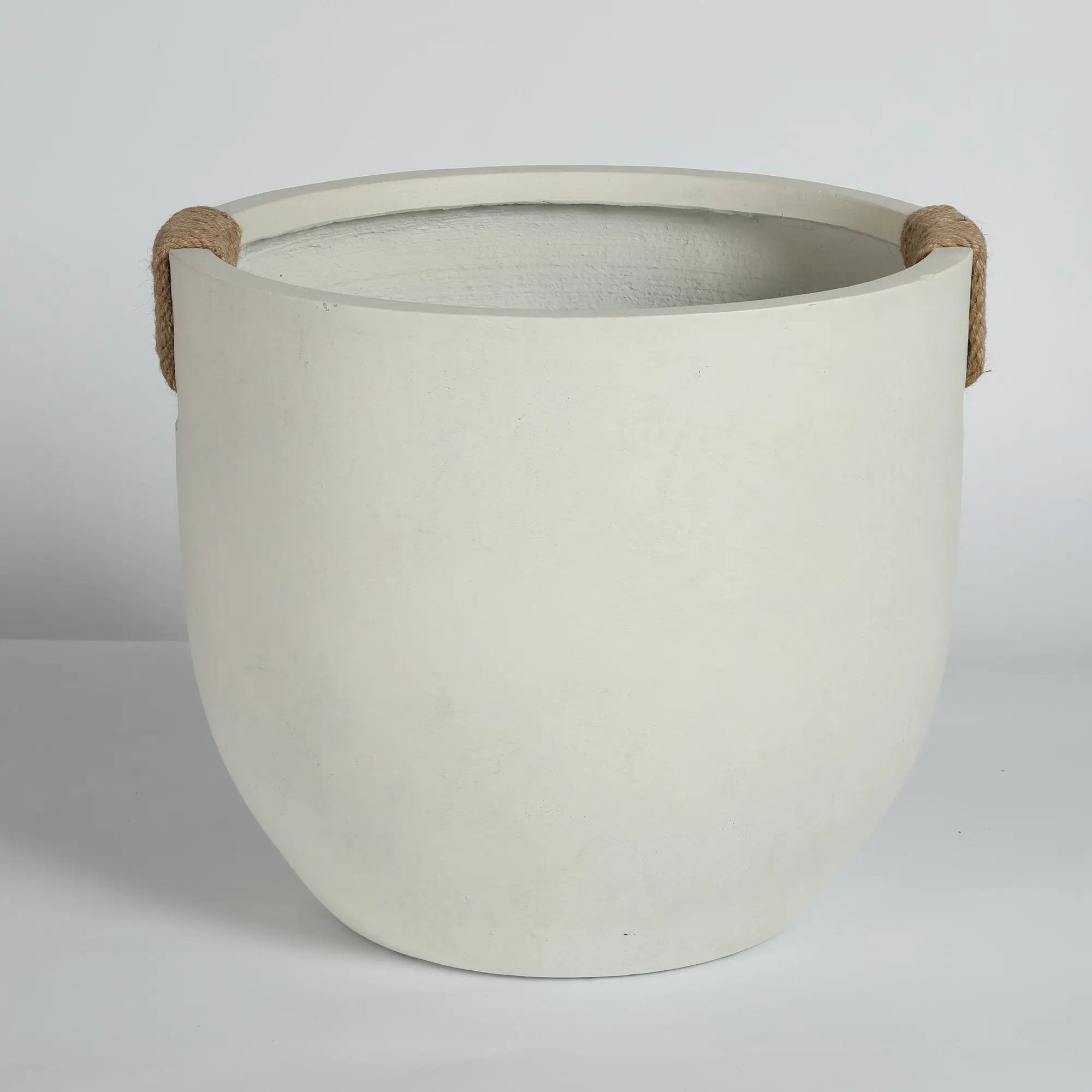 Round Concrete Planter Set of 2, Large Handmade Off White Pots by HouseOfZazla