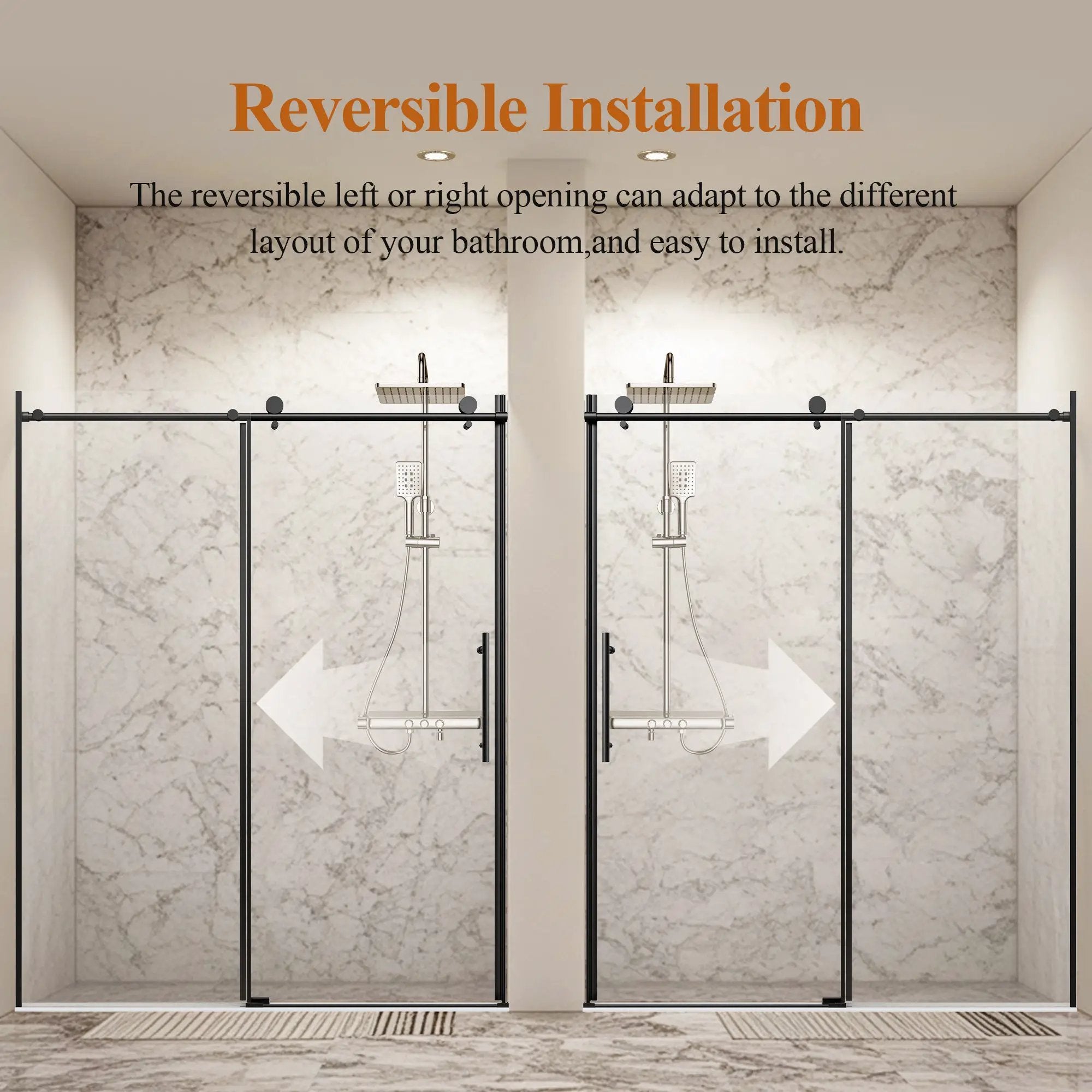 56-60" W x 76" H Stainless Steel Frameless Sliding Shower Door by HouseOfZazla