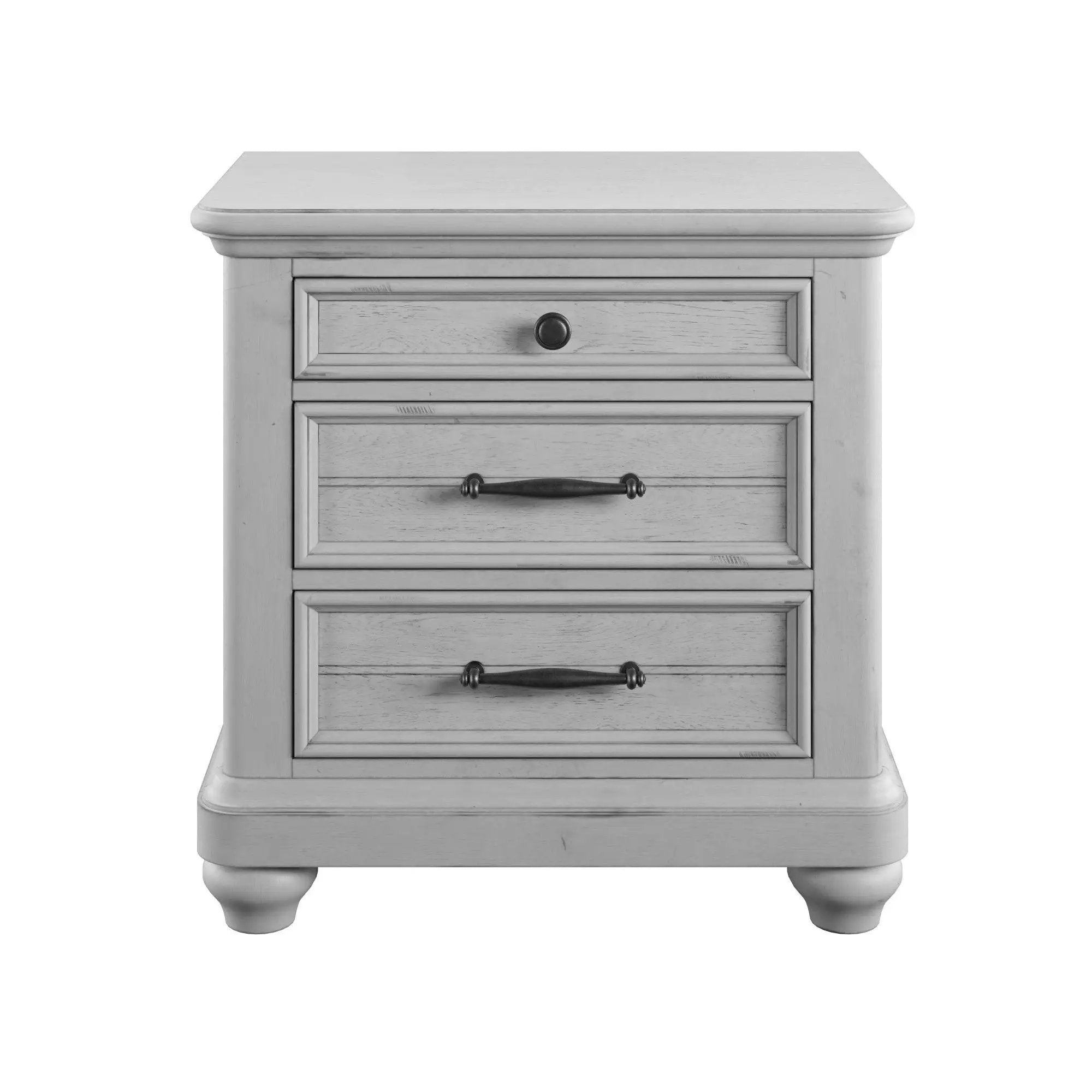 3 Drawer Nightstand With USB - Gray - Wood