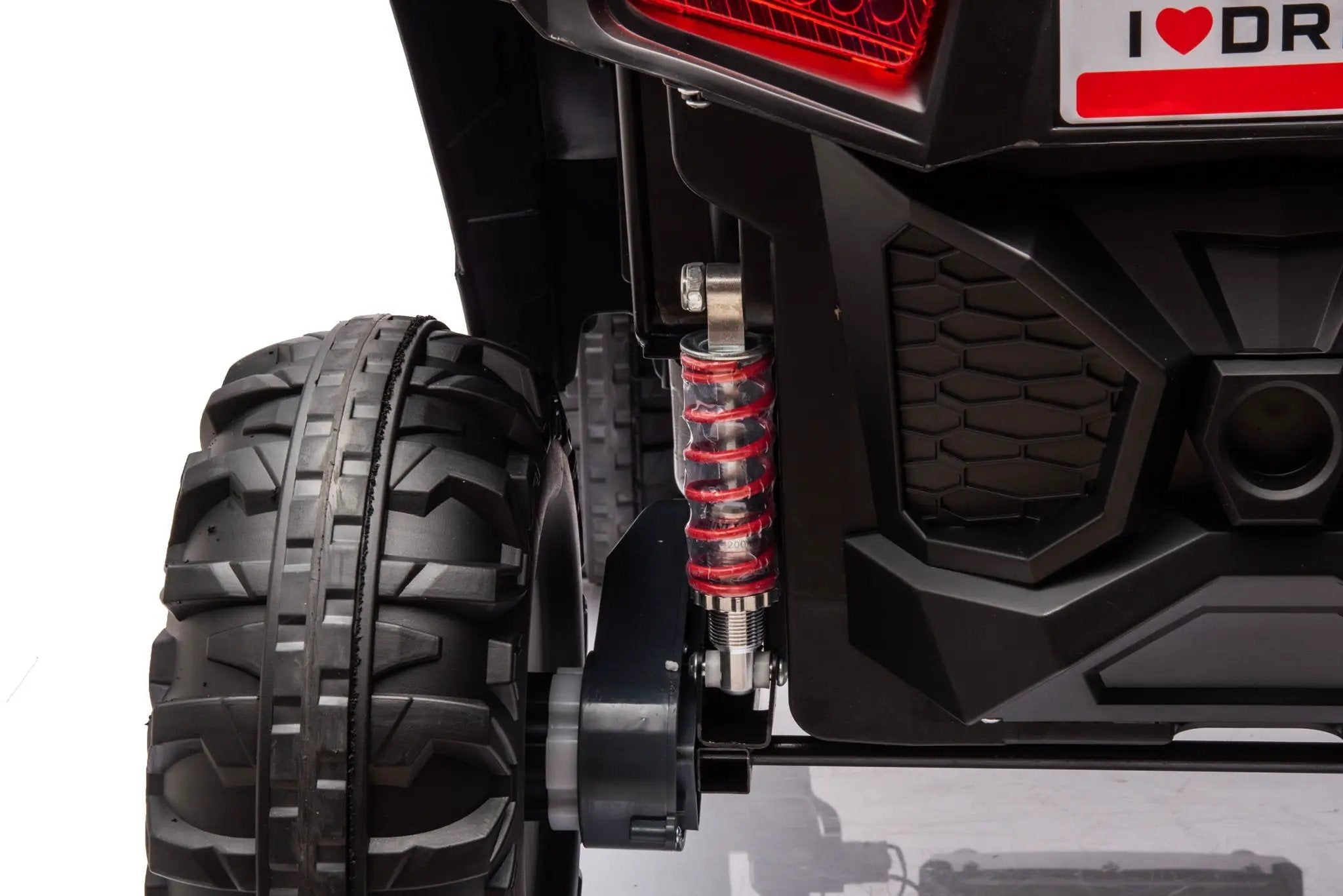12V7A*1 30W*4 Four-Wheel Drive Seat One Button Start, Forward And Backward, High And Low Speed, Music, Front Light, Power Display, Two Doors Can Open, 2.4G R / C, Seat Belt Four Wheel Absorber by HouseOfZazla