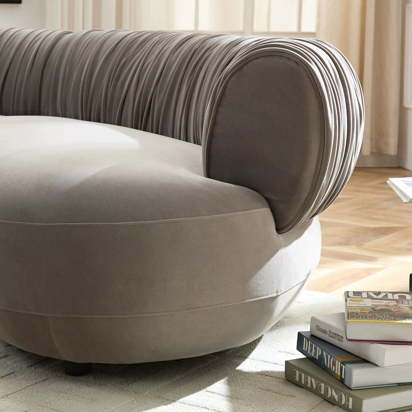 Modern Curved Sofa with Elegant Crescent Design by HouseOfZazla