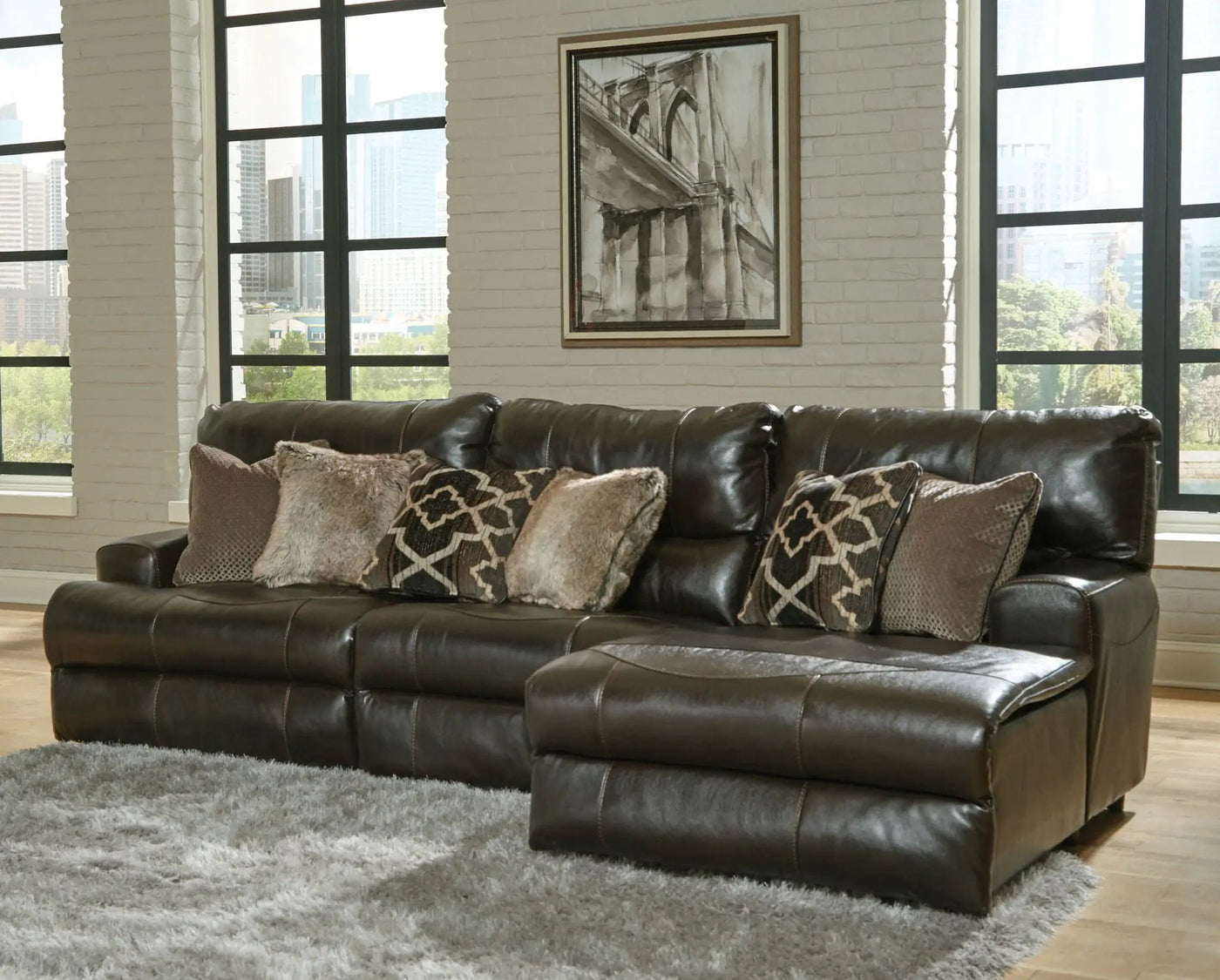 Como - 3 Piece Italian Leather Match Reclining Sectional by Unique Piece Furniture
