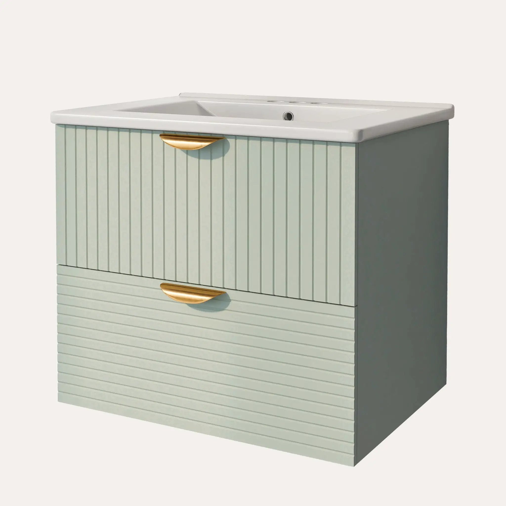 Modern Wall-Mounted Bathroom Vanity With 2 Drawers, Ideal For Small Bathrooms - Green by HouseOfZazla