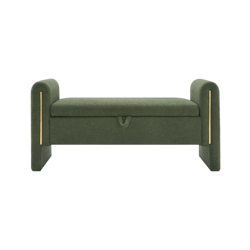 Modern Teddy Upholstered Large Bed End Bench With Arms And Storage by Unique Piece Furniture
