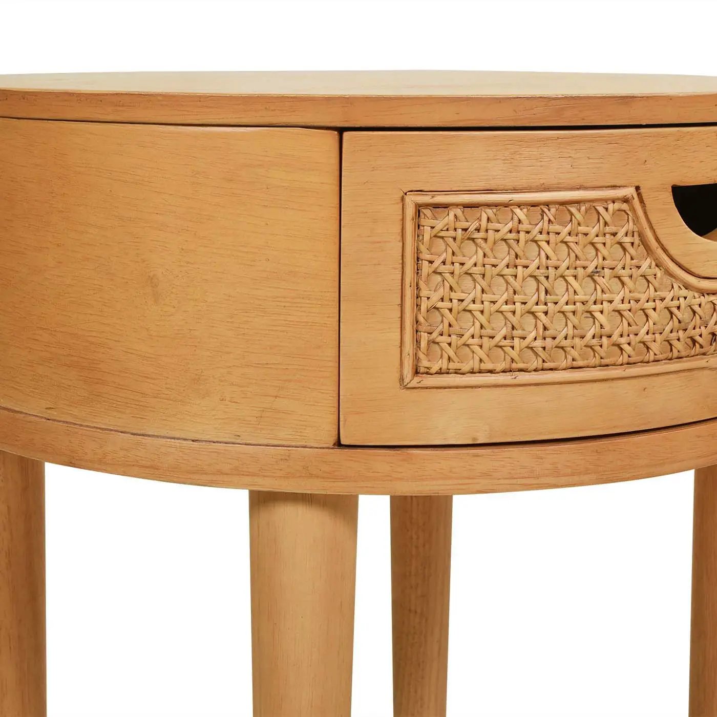 Cabana - Round Cane Storage Side Table - Natural Brown Oak by Unique Piece Furniture