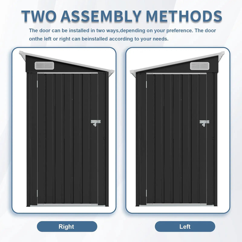 4 x 8 Ft Galvanized Steel Outdoor Storage Shed with 3 Access Doors by HouseOfZazla