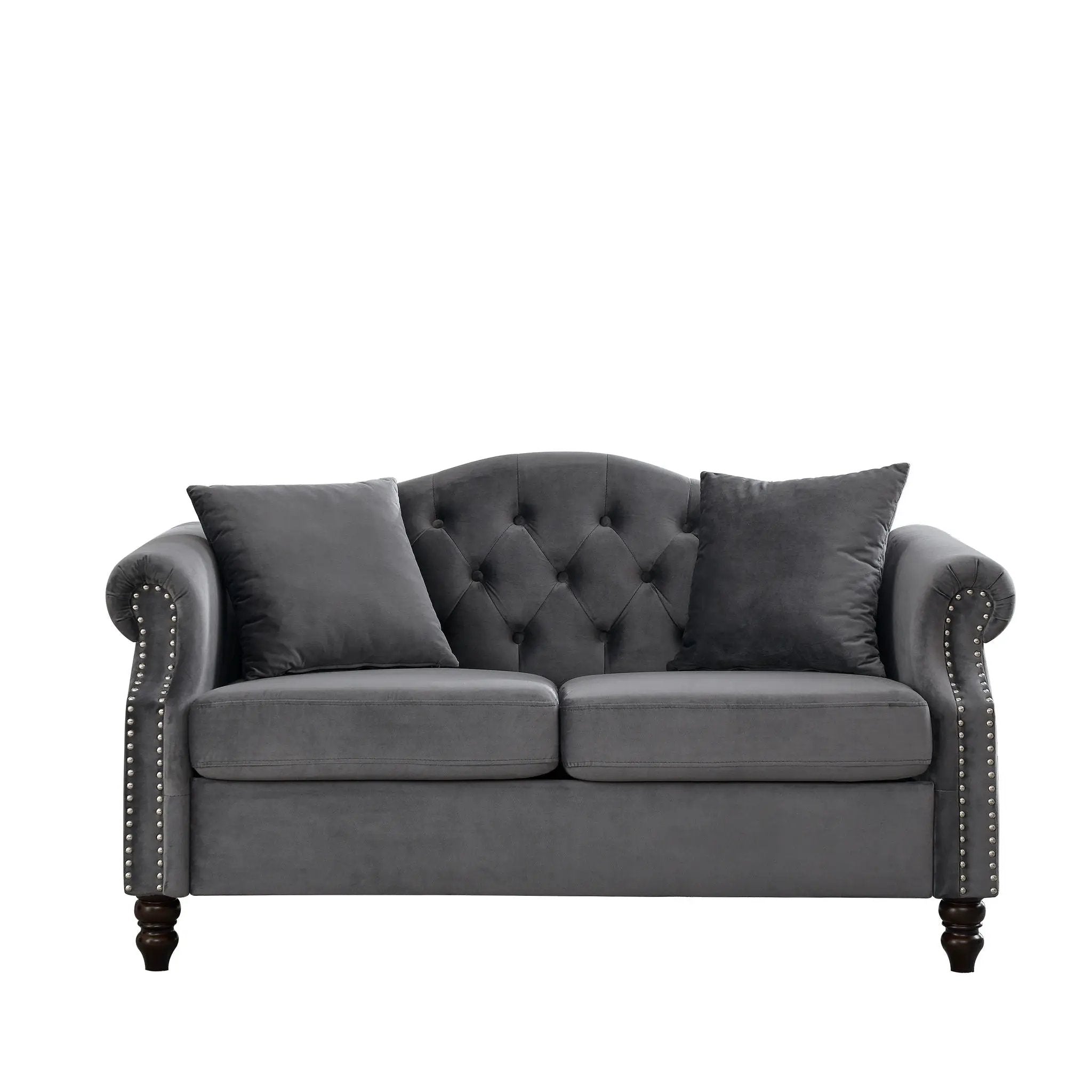 2 Seater Chesterfield Sofa With Rolled Arms And Nailhead Trim For Living Room by HouseOfZazla