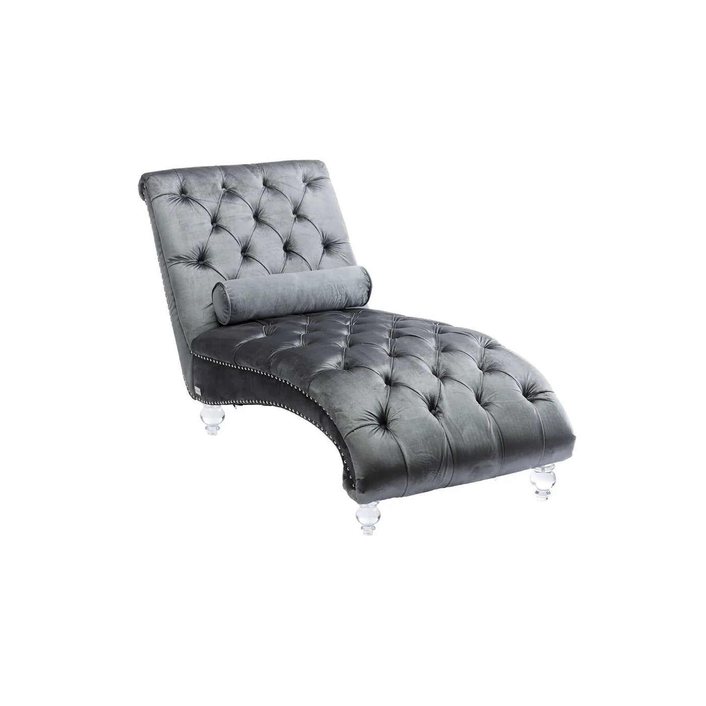 Chaise Lounge Indoor, Button Tufted Upholstered Chaise Lounge Chair With Pillow by HouseOfZazla