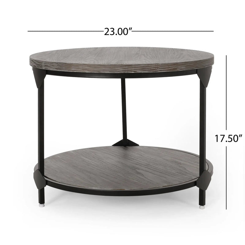 Coffee Table With Wood Patterned Tabletop And Iron Frame - Gray by HouseOfZazla