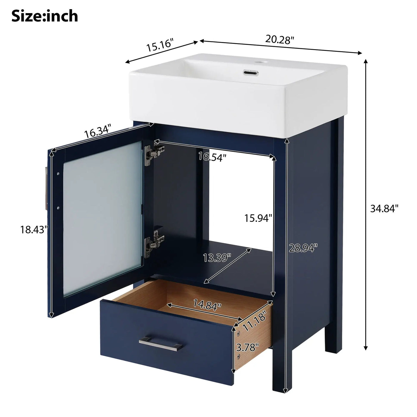Bathroom Vanity With Ceramic Sink And Ample Storage, Ideal For Small Bathrooms by Unique Piece Furniture