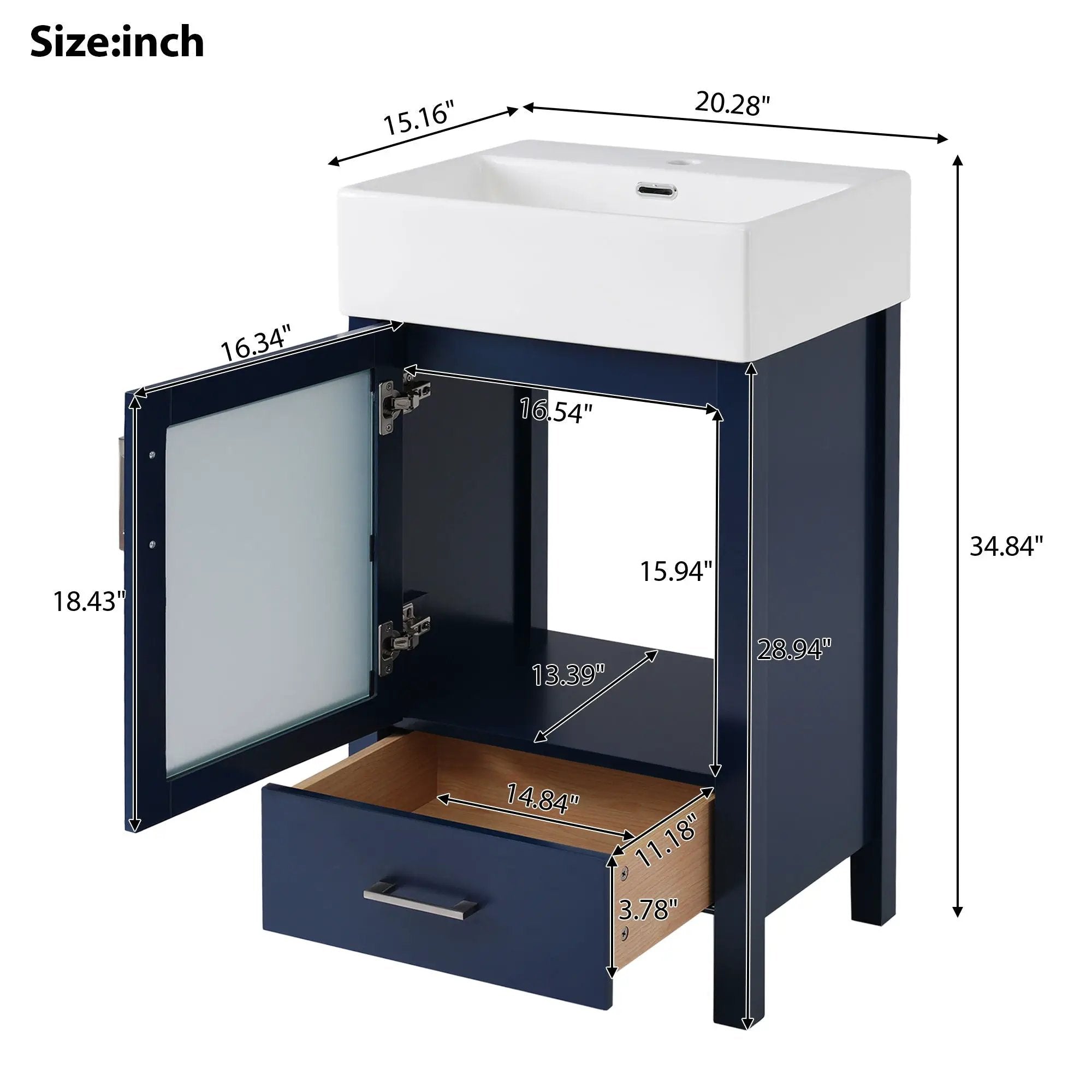 Bathroom Vanity With Ceramic Sink And Ample Storage, Ideal For Small Bathrooms by Unique Piece Furniture