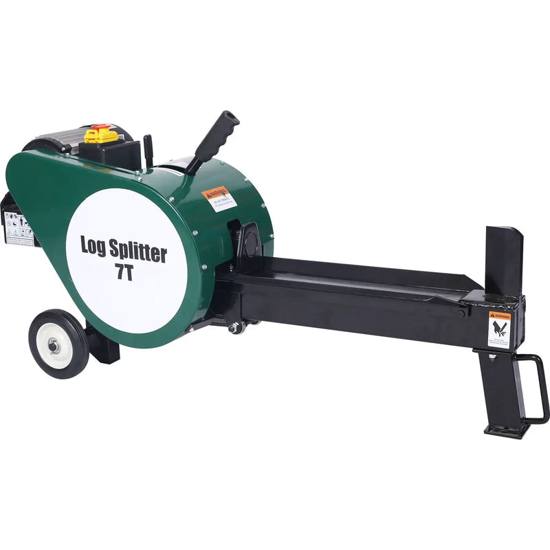 Double Flywheel Electric Log Splitter 7 Ton Portable Firewood Machine Steel - Black by HouseOfZazla