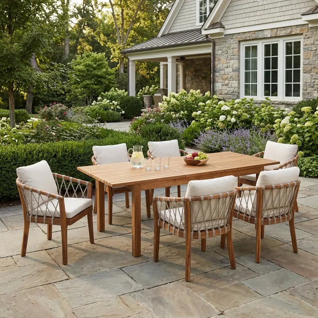 7 Pieces Acacia Wood Outdoor Dining Set by HouseOfZazla