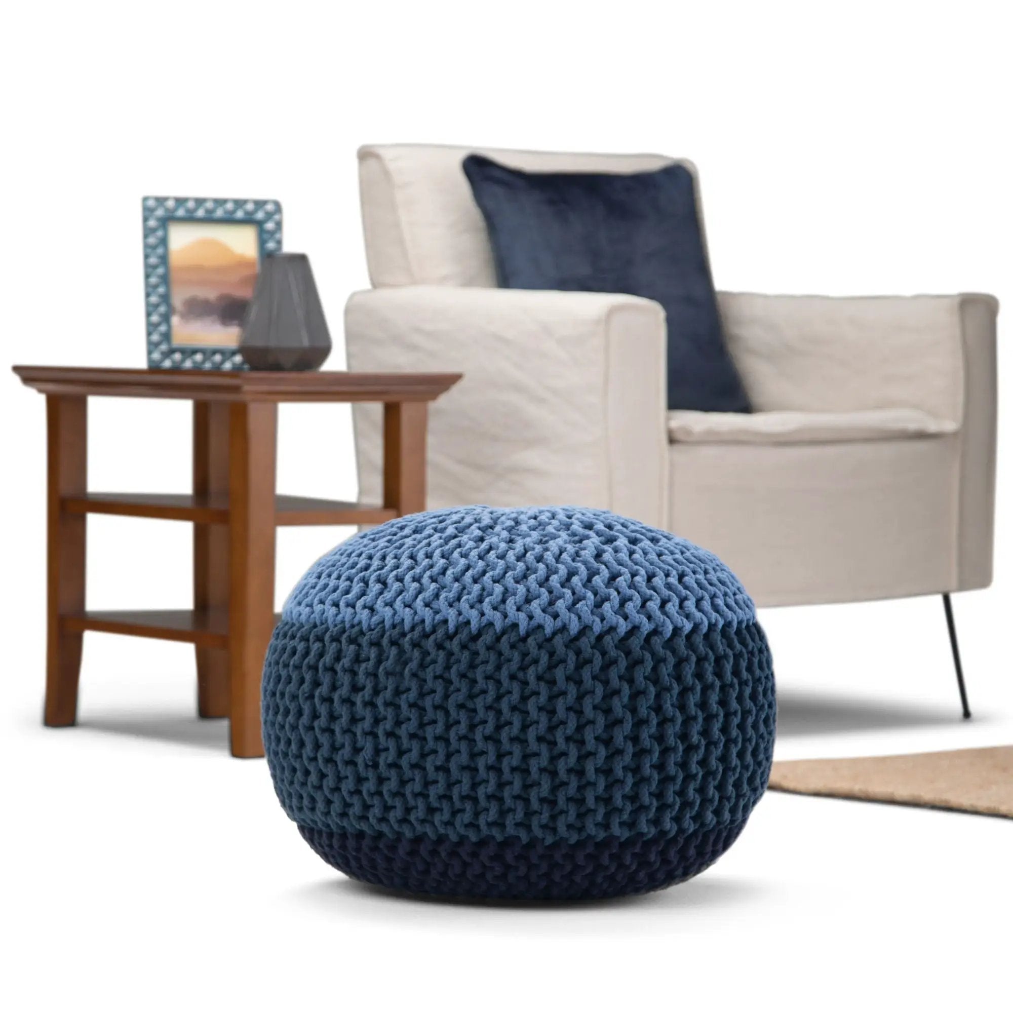 Nikki - Handcrafted Hand Knit Round Pouf by Unique Piece Furniture