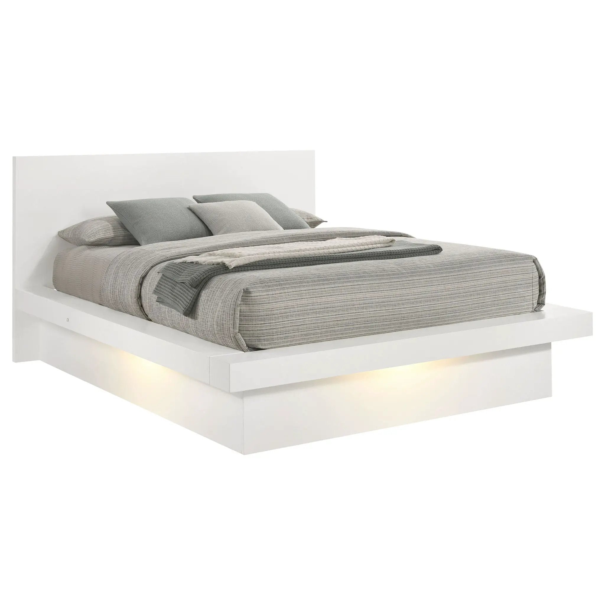 Jessica Wood Queen LED Panel Bed Snow White by Unique Piece Furniture
