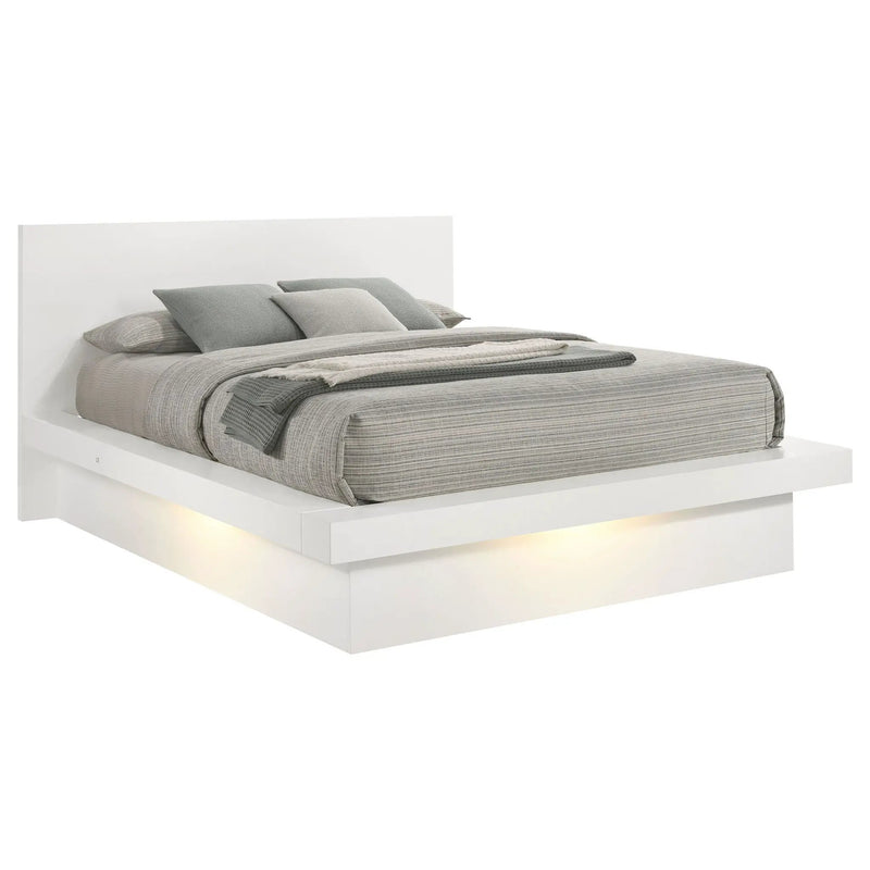 Jessica Wood Queen LED Panel Bed Snow White by Unique Piece Furniture