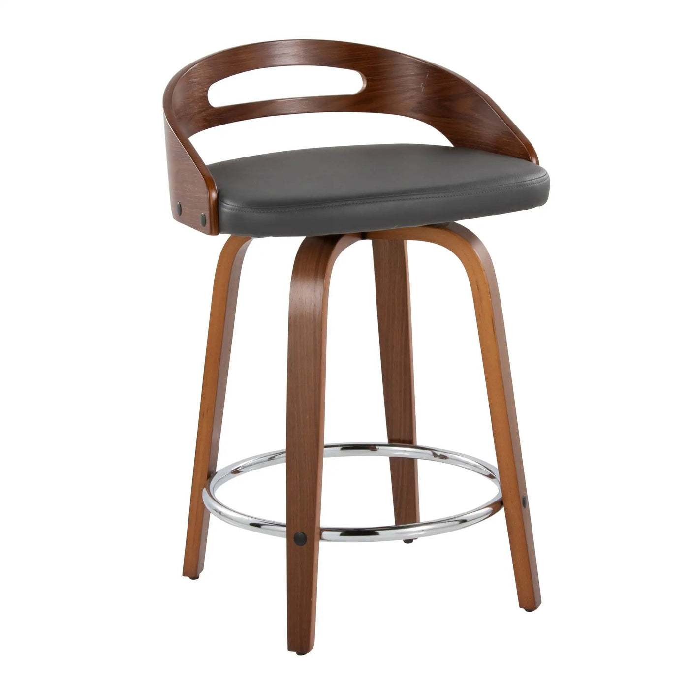 Cassis - Mid Century Modern Fixed Height Counter Stool With Swivel With Round Footrest (Set of 2) by HouseOfZazla