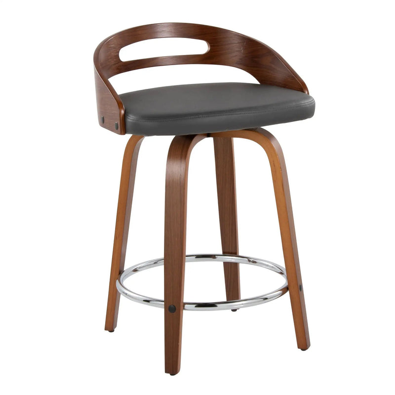 Cassis - Mid Century Modern Fixed Height Counter Stool With Swivel With Round Footrest (Set of 2) by HouseOfZazla