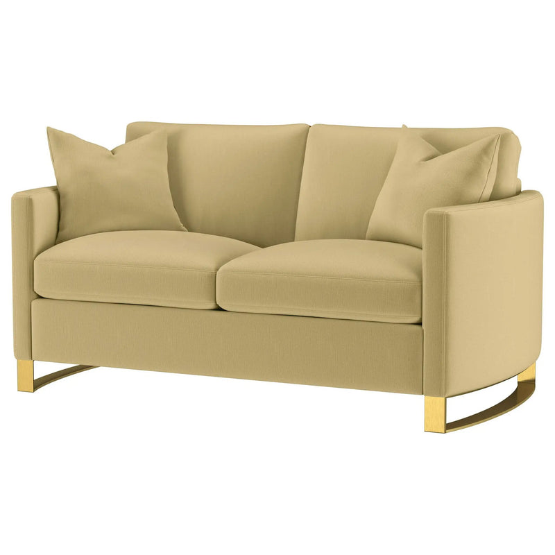 Corliss Upholstered Curved Track Arm Loveseat Camel by Unique Piece Furniture