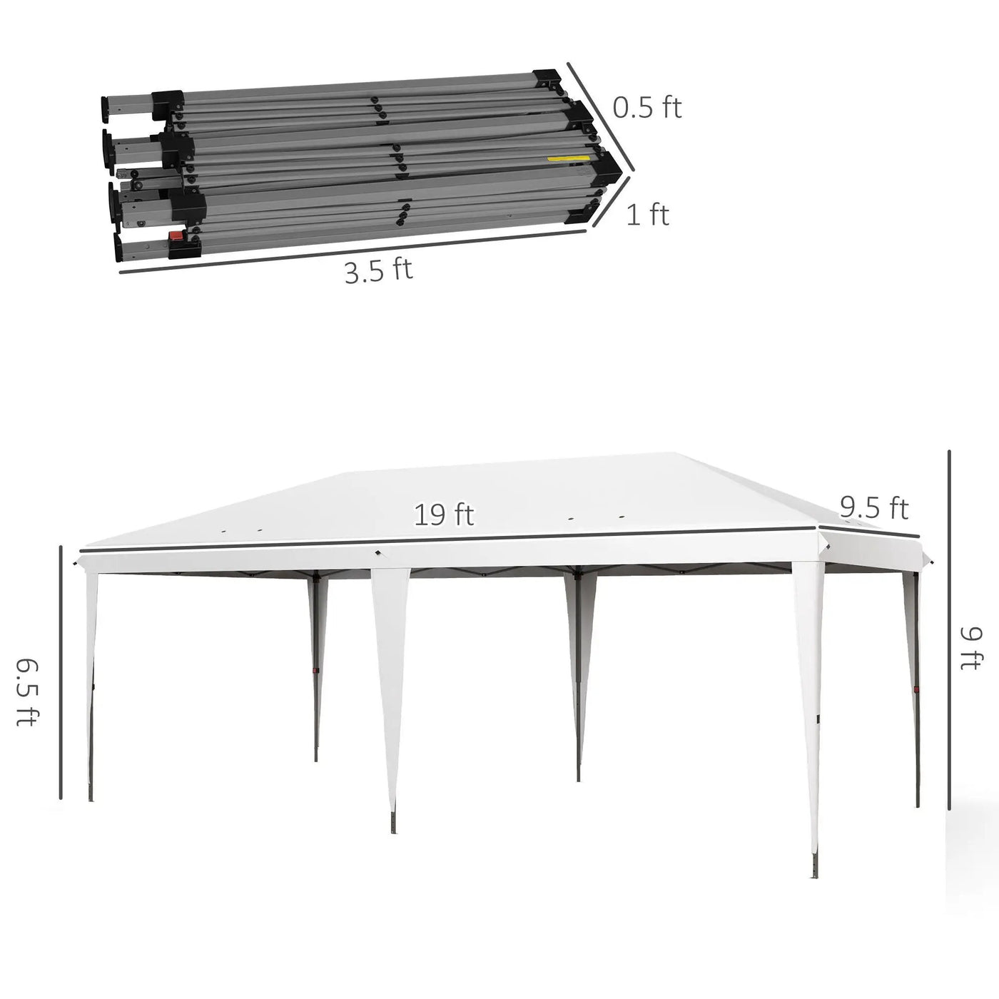 Outsunny - 10' x 19.2' Pop Up Canopy Tent, Heavy Duty Tent For Parties, Outdoor Instant Gazebo Sun Shade Shelter With Carry Bag For Catering, Events, Wedding, Backyard Bbq by Unique Piece Furniture