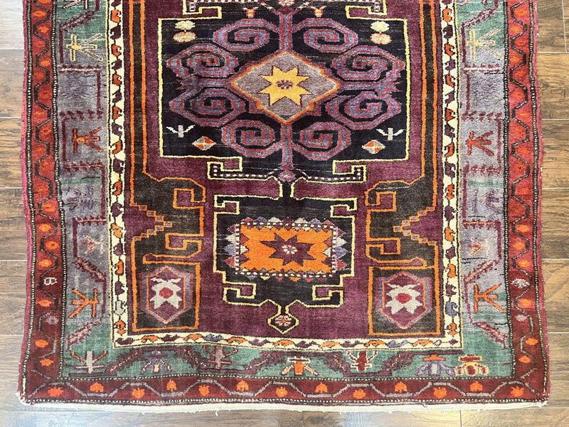 Persian Tribal Rug 5x6, Persian Nahavand Rug, Purple, Geometric Vintage Wool Handmade Carpet by Jewel Rugs