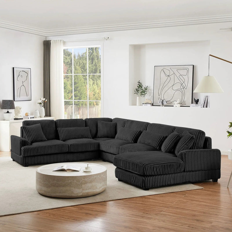 Oversized Sectional Sofa U - Shaped Sofa Couch Modern Sofa Upholstered In Soft With A Chaise Lounge For Living Room by HouseOfZazla