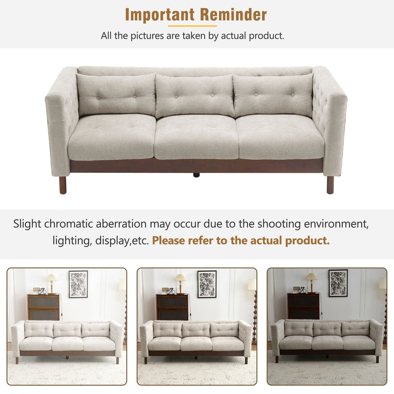 Upholstered Sofa Modern 3 Seater Sofa Couch With Tufted Design For Living Room by HouseOfZazla