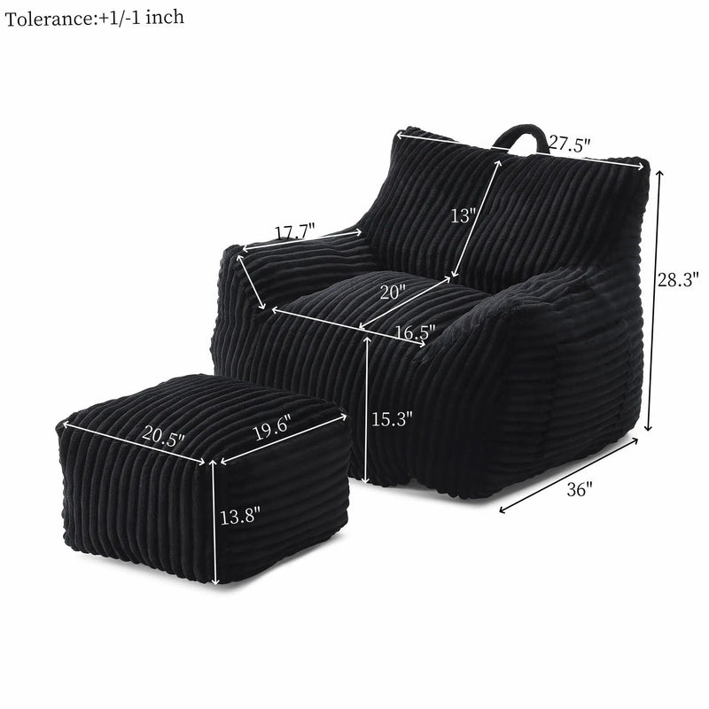 Giant Bean Bag Chair With Armrests And Footstool by Unique Piece Furniture