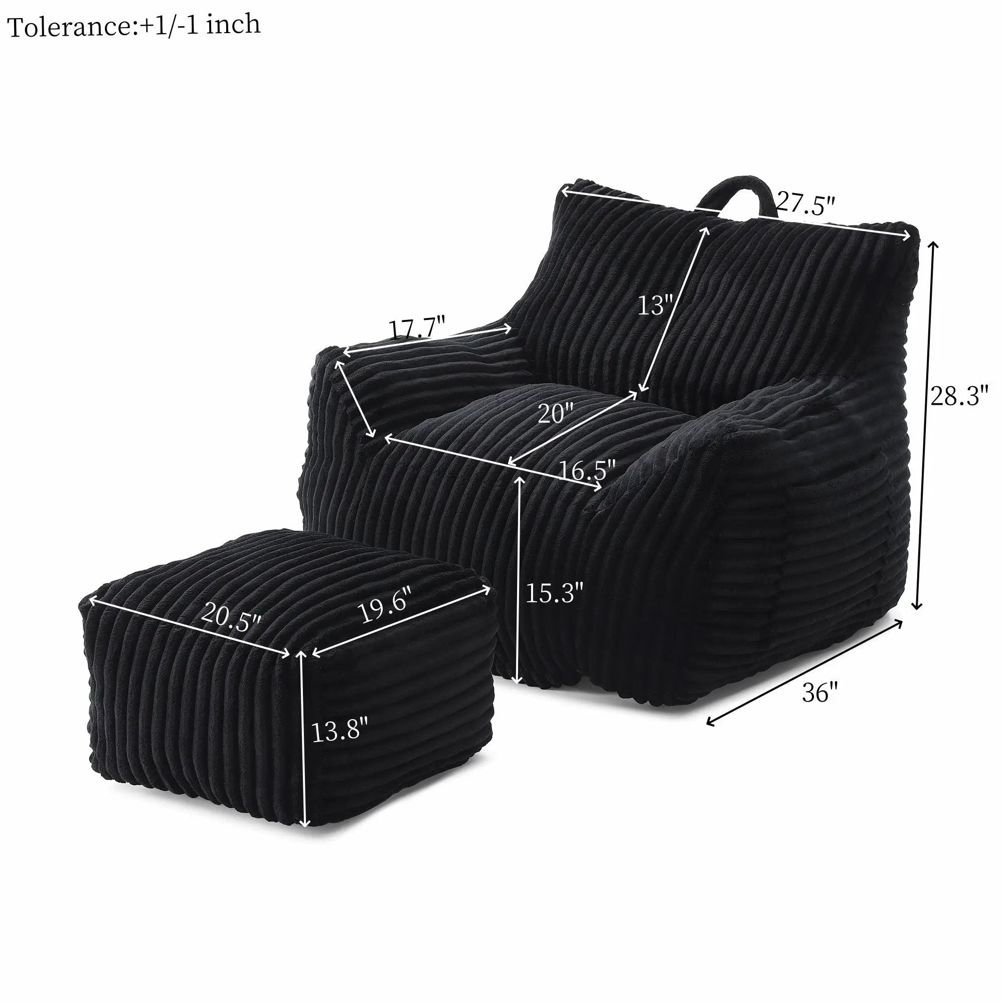 Giant Bean Bag Chair With Armrests And Footstool by HouseOfZazla