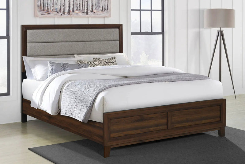 Welsley 50-inch Upholstered Eastern King Bed Walnut by Unique Piece Furniture