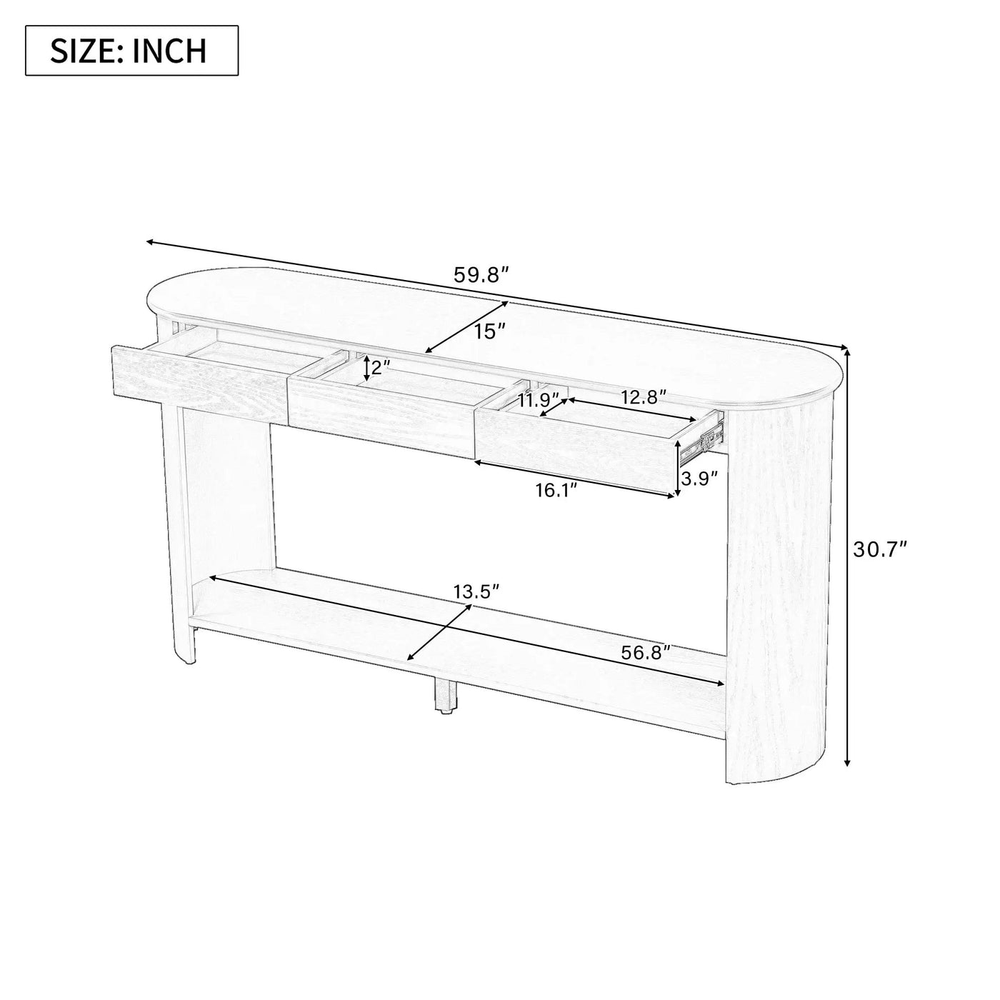 U_Style 59.8'' Modern Console Table by HouseOfZazla