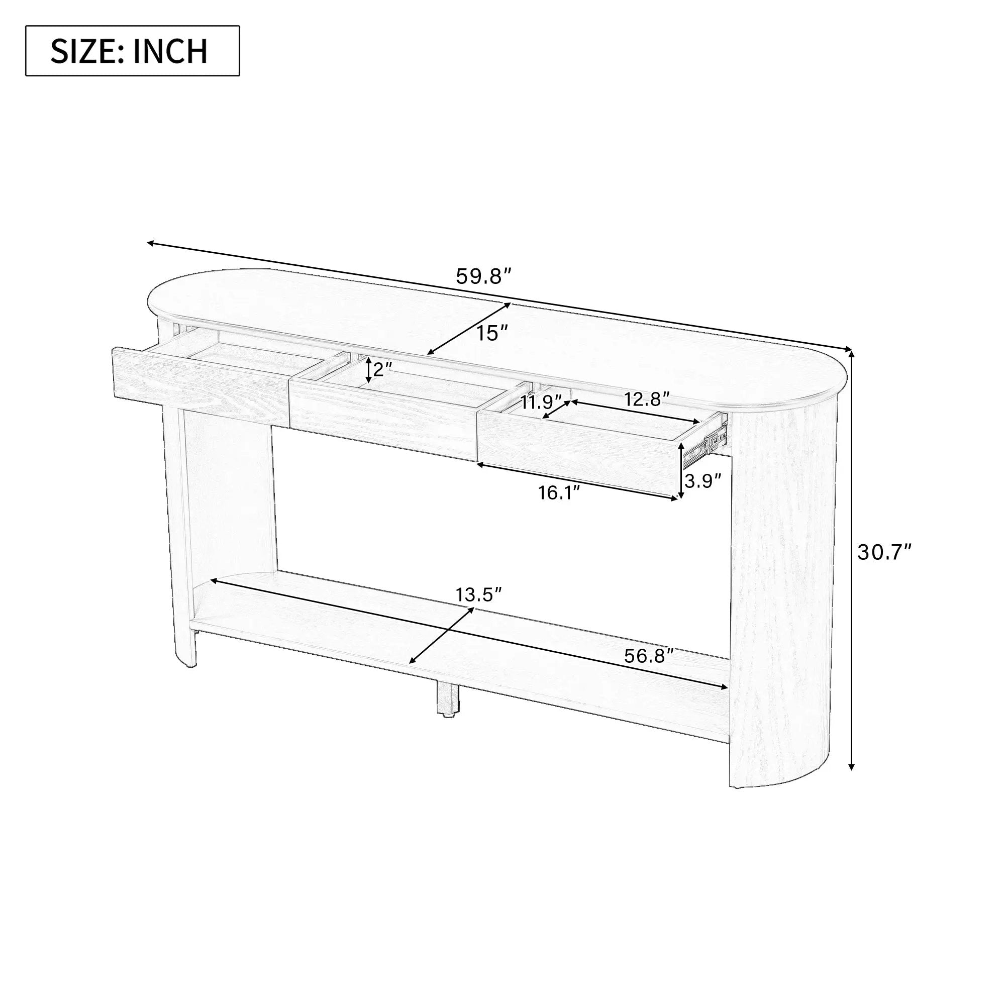 U_Style 59.8'' Modern Console Table by HouseOfZazla