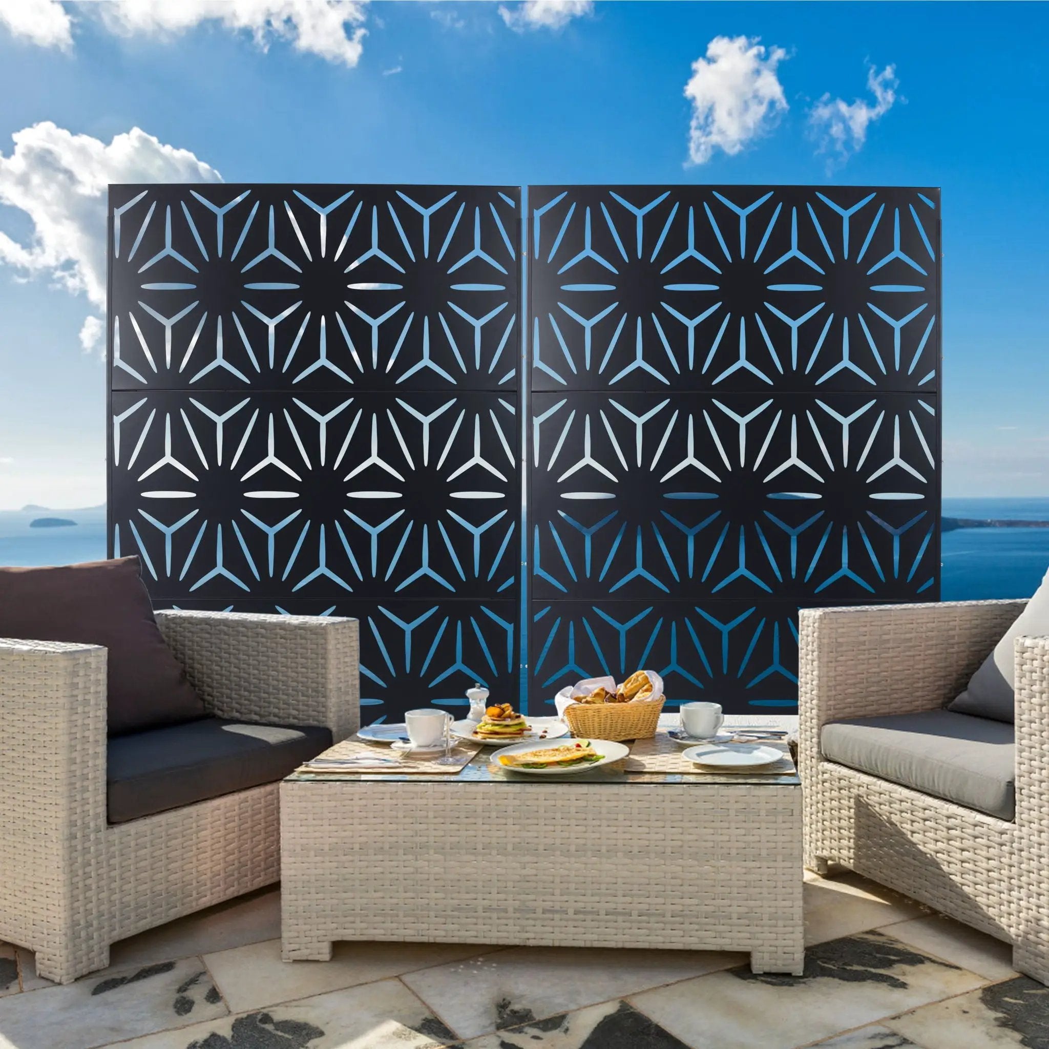 Outdoor & Indoor Metal Privacy Screen, Freestanding Decorative Panels by Unique Piece Furniture