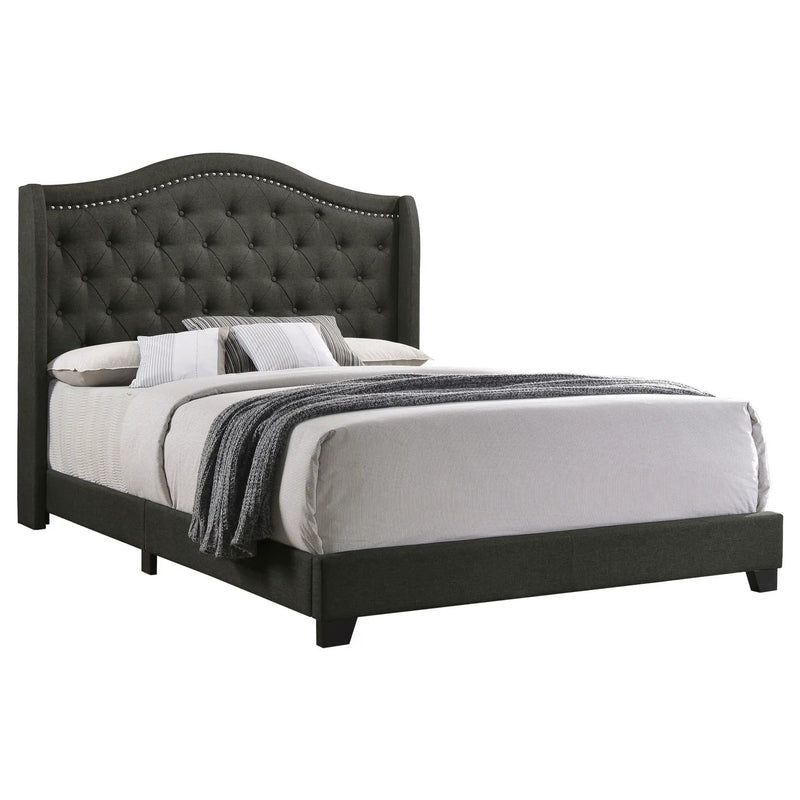 Sonoma Upholstered Queen Wingback Bed Grey by Unique Piece Furniture