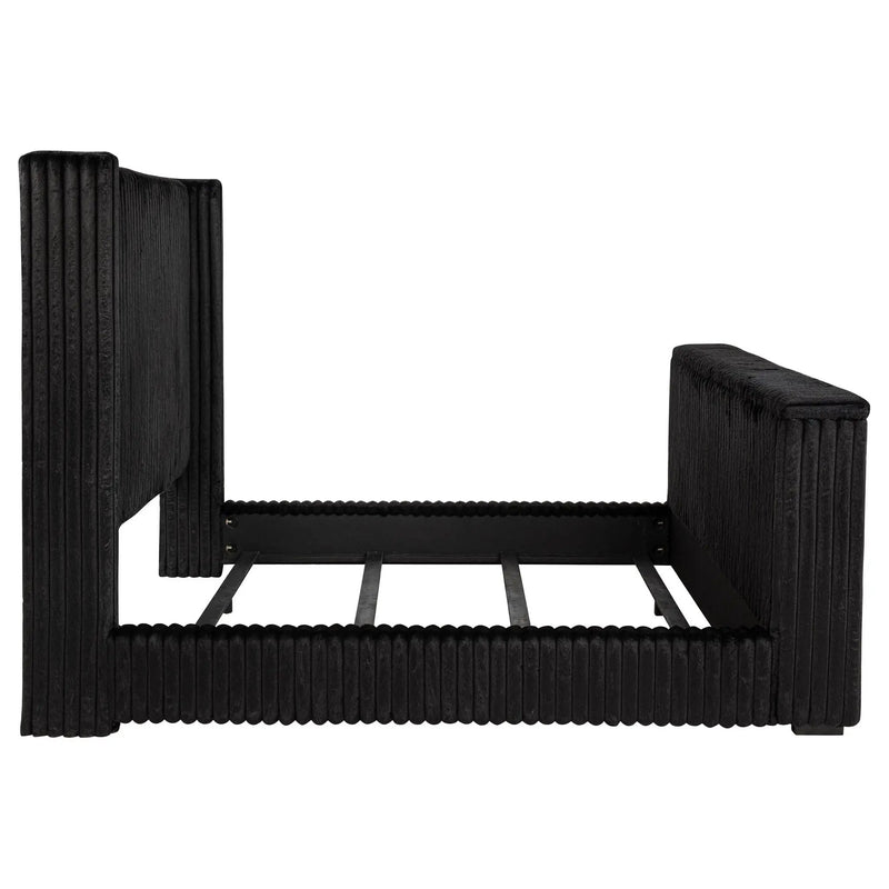 Centergrove Upholstered Eastern King Wingback TV Bed Black by Unique Piece Furniture
