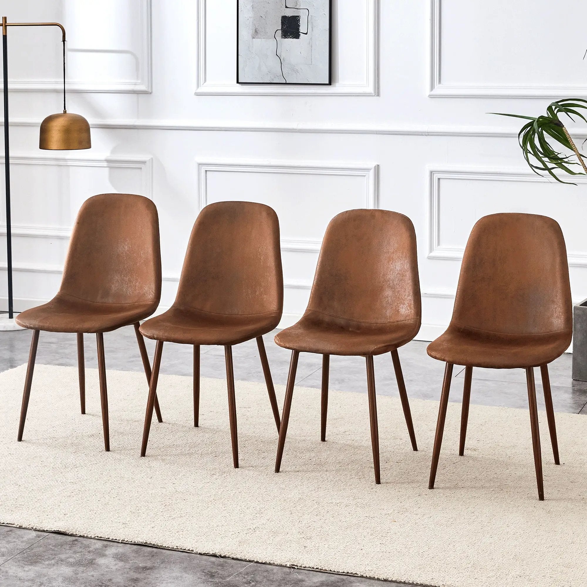 (Set of 4) Backrest AndTransfer Legs Chairs Adding A Touch Of Elegance To Minimalist And Scandinavian Style Homes - Walnut by HouseOfZazla