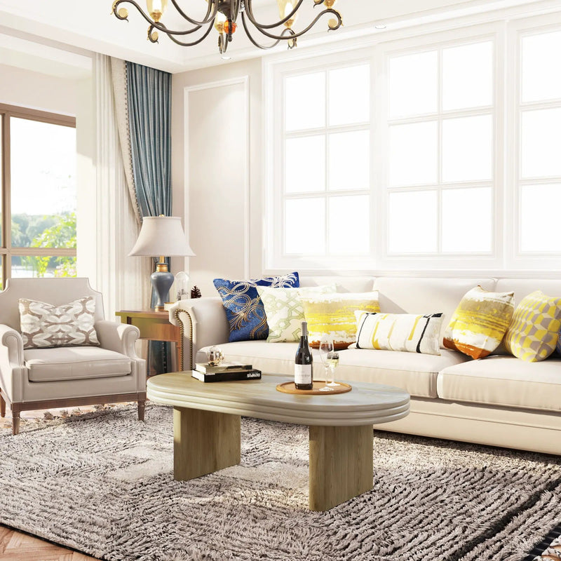 Oval Fluted Coffee Table - Natural by Unique Piece Furniture