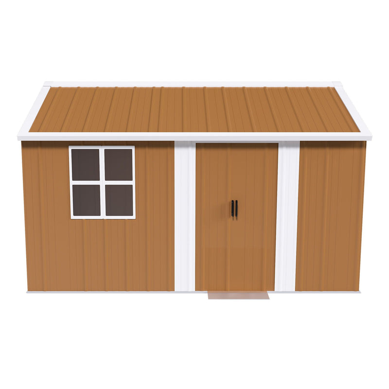 Storage Shed With Windows, Lockable Door & Ventilation For Backyard Tool Organization - Brown by HouseOfZazla