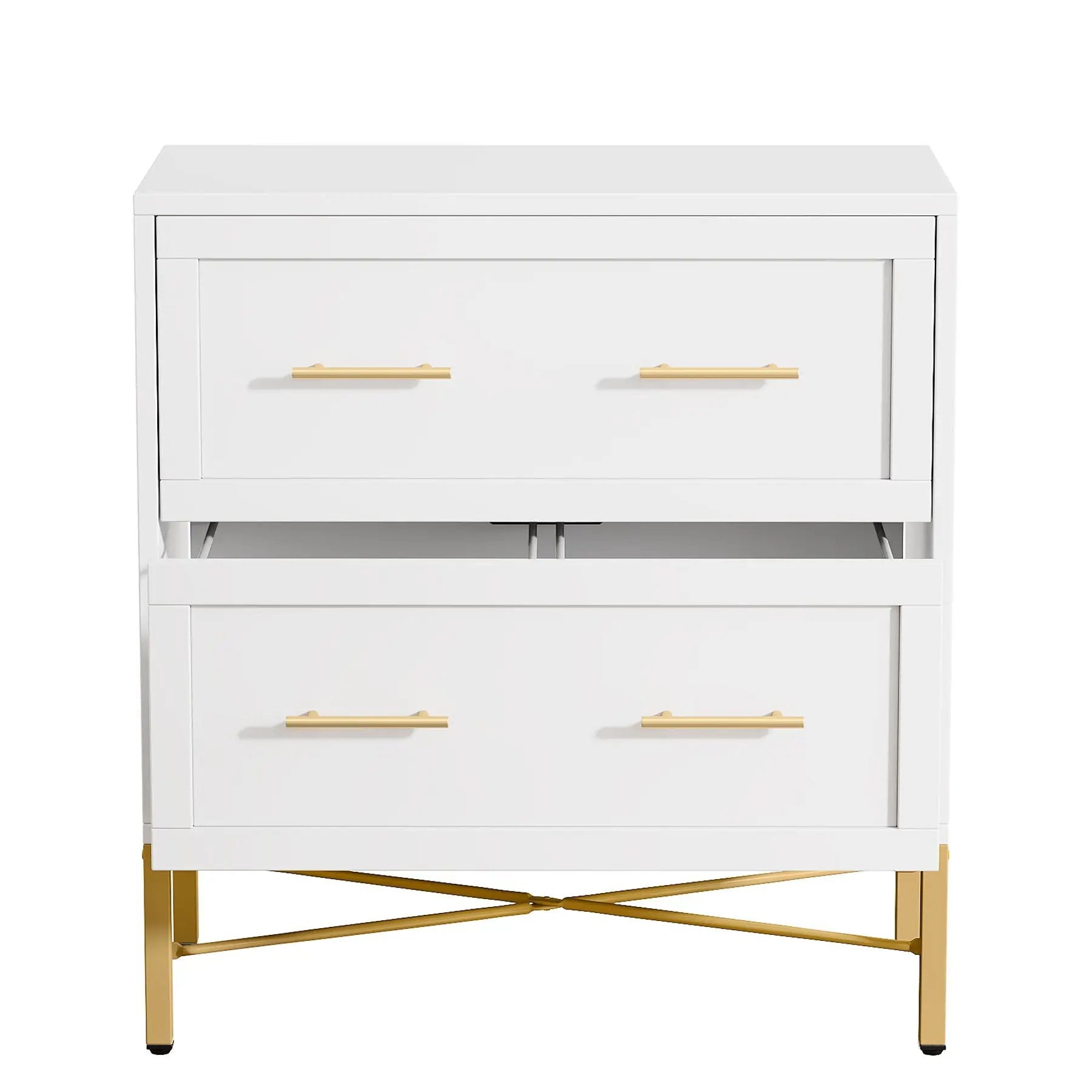 2 Drawer Lateral File Cabinet With Anti Tilt Safety, Filing Storage For Letter / Legal / A4 Files - White by HouseOfZazla