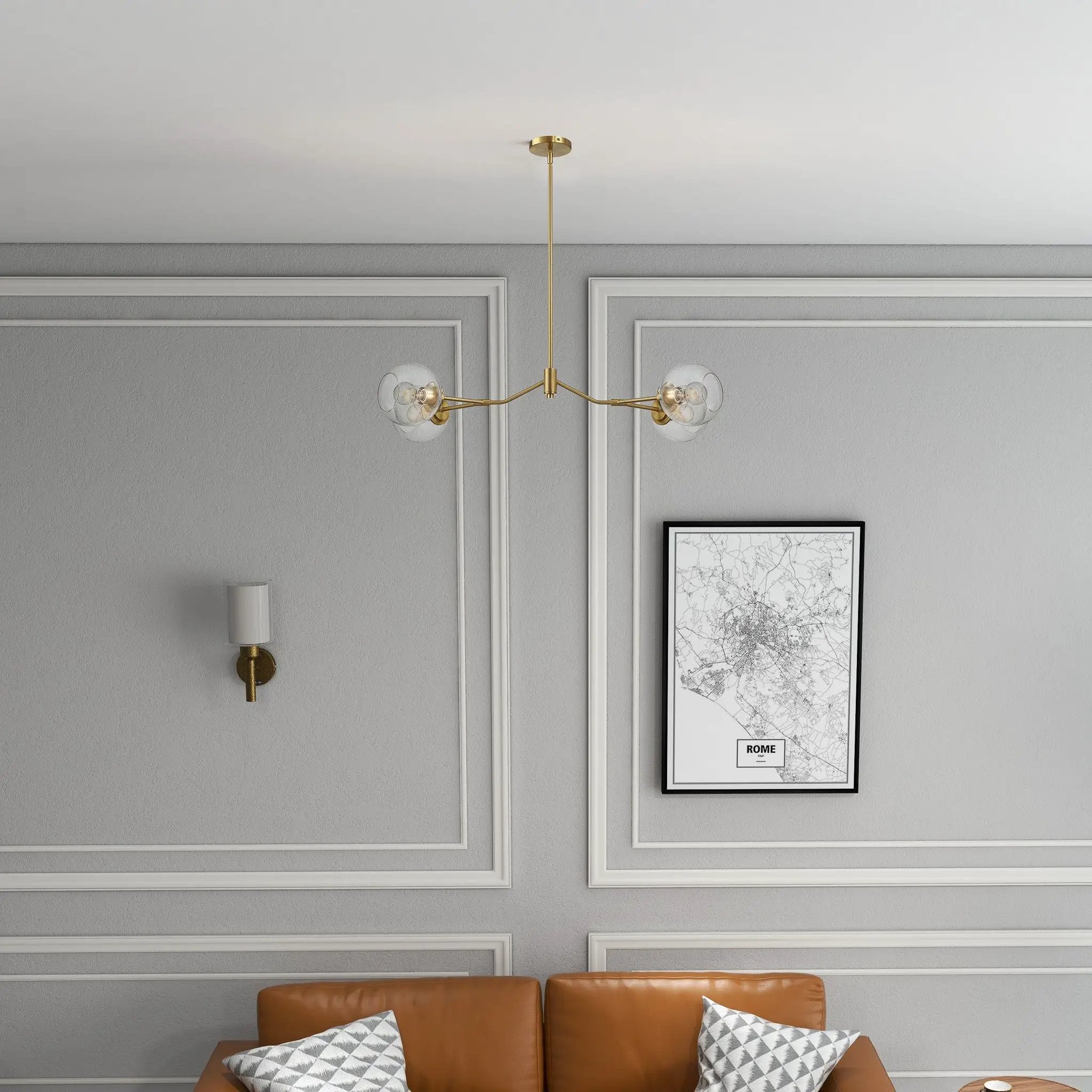 Jewel - 4 Lights Chandelier Ceiling Hanging Light Fixture - Clear / Gold by Unique Piece Furniture