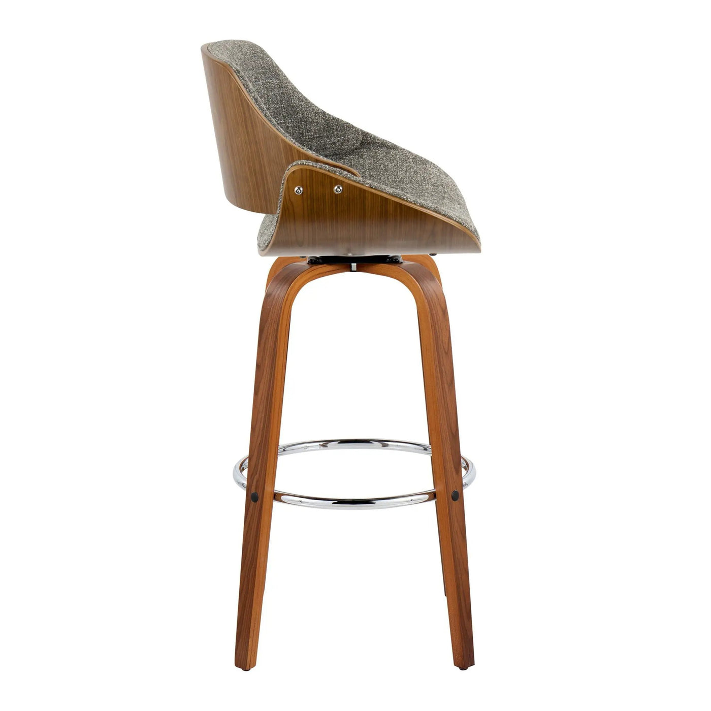 Fabrizzi - Mid Century Modern Fixed Height Barstool With Swivel With Round Footrest (Set of 2) by HouseOfZazla