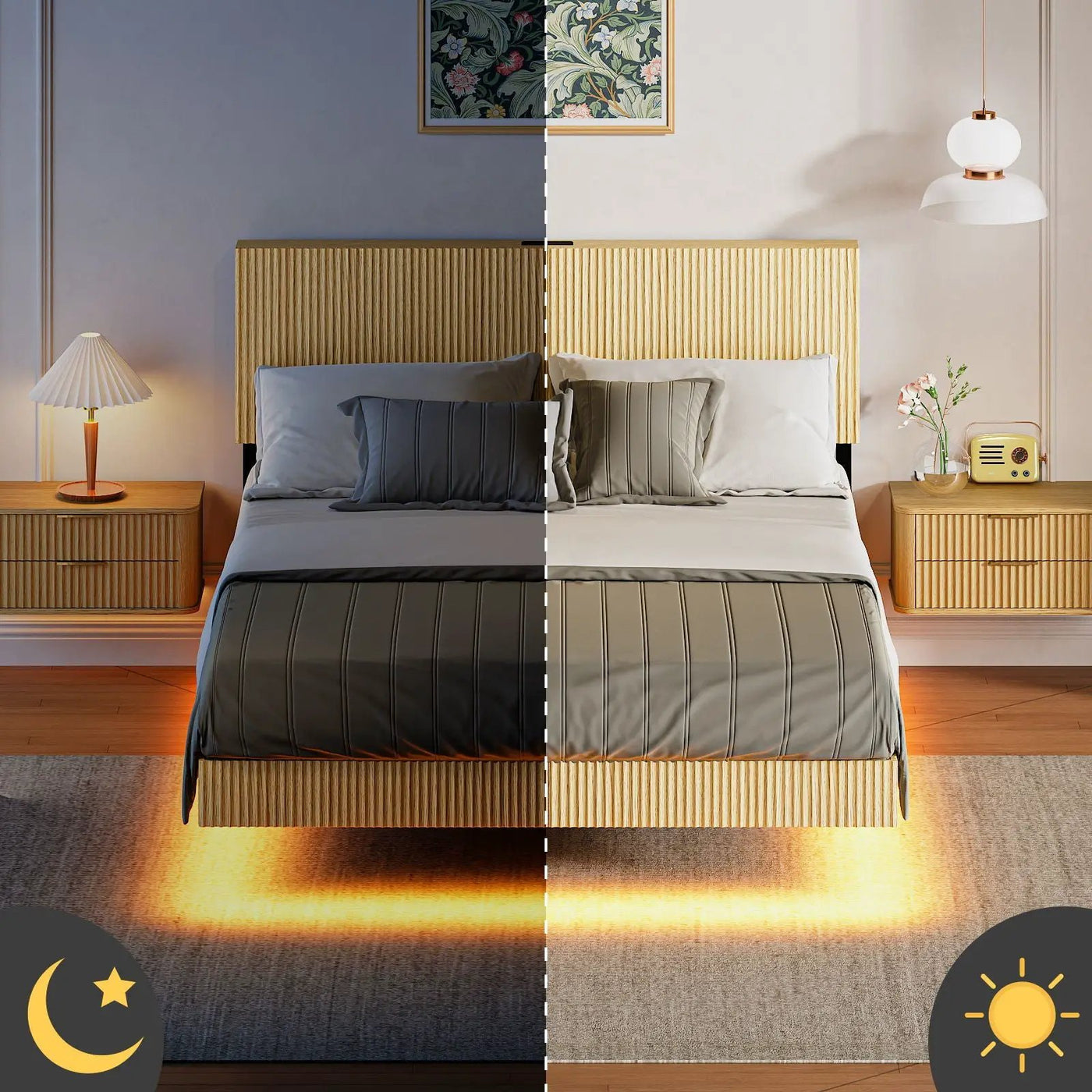 Floating Bedstead With Charging Station And LED Lights by Unique Piece Furniture