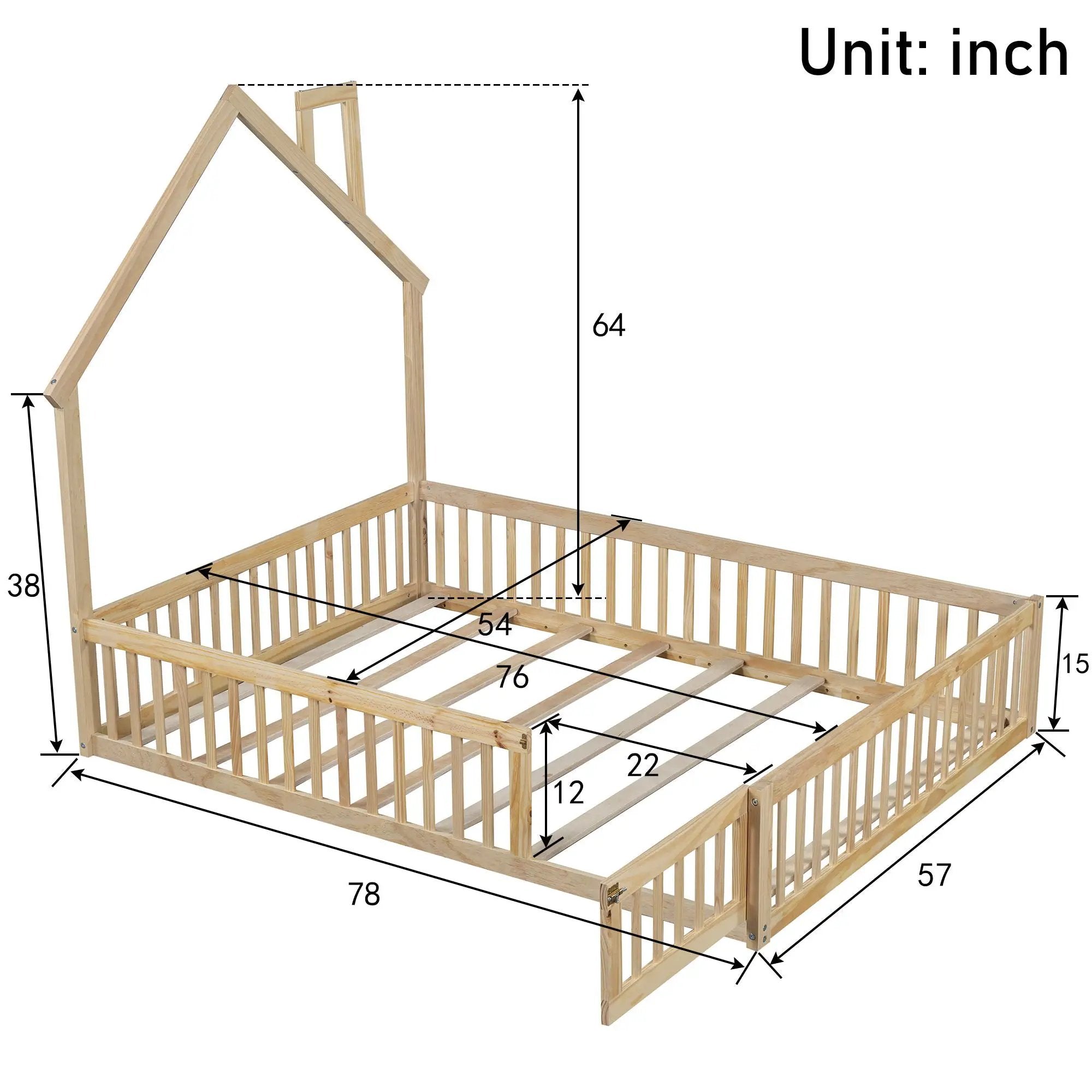 House Platform Bed With Guardrail by Unique Piece Furniture